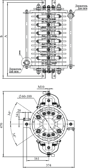 Габаритные, установочные и присоединительные размеры токоприемников серии К-3100А